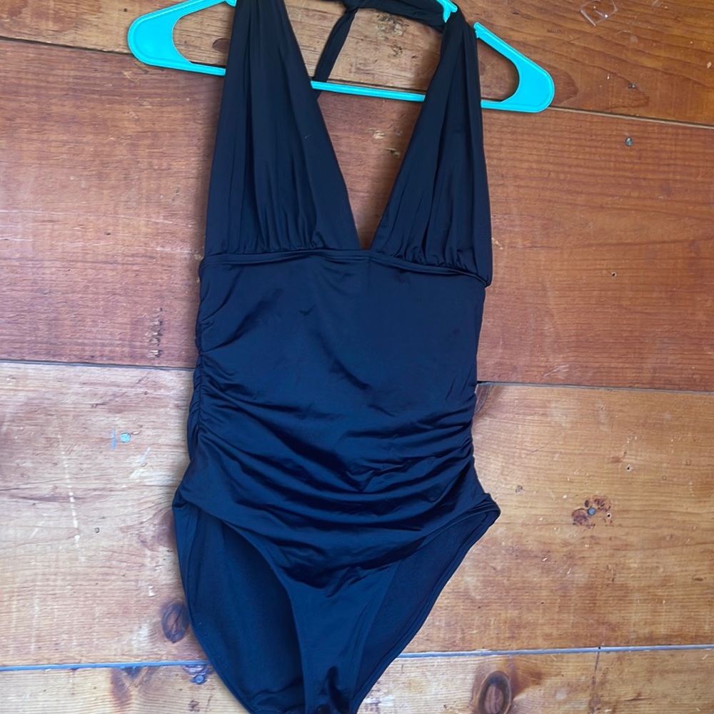 old  navy black one piece halter swimsuit size M